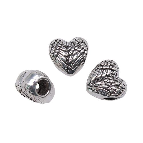 Zinc Alloy Large Hole Beads, Heart, antique silver color plated, vintage & fashion jewelry & DIY 