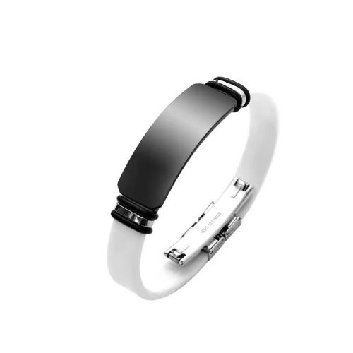 Silicone Stainless Steel Bracelets, Titanium Steel, with Silicone, fashion jewelry & for man 
