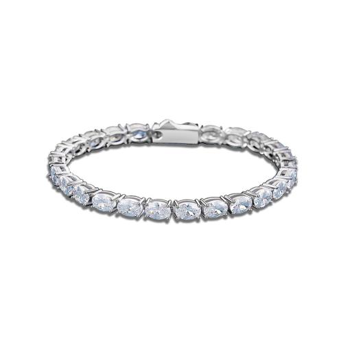 Cubic Zirconia Micro Pave Sterling Silver Bracelet, 925 Sterling Silver, fashion jewelry & micro pave cubic zirconia & for woman 