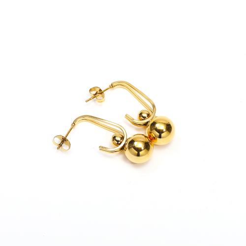Edelstahl Stud Ohrring, 304 Edelstahl, Vakuum-Ionen-Beschichtung, Modeschmuck & für Frau, goldfarben, 10x30mm, verkauft von Paar