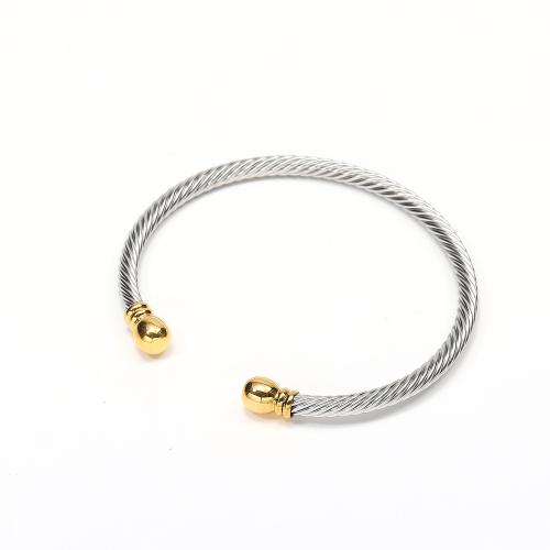 Bracelet en acier inoxydable, Acier inoxydable 304, Placage ionique sous vide, bijoux de mode & pour femme, couleur originale, 4mm, Diamètre inté Environ 59mm, Vendu par PC