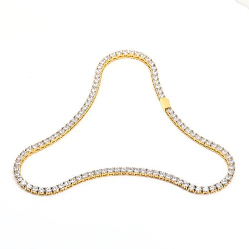 Zirkonia Edelstahl Halskette, 304 Edelstahl, Vakuum-Ionen-Beschichtung, Modeschmuck & Micro pave Zirkonia & für Frau, keine, 5mm, Länge:51 cm, verkauft von PC