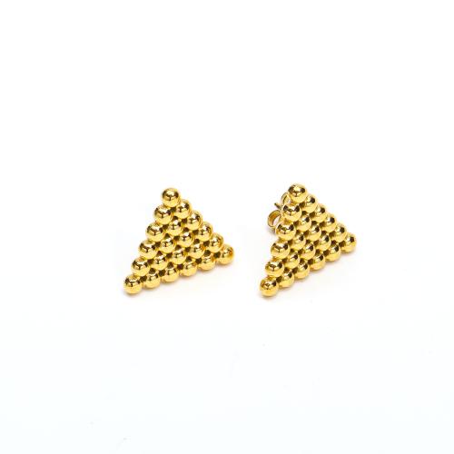 Stainless Steel Stud Earring, 304 Stainless Steel, Triangle, Vacuum Ion Plating, fashion jewelry & for woman, golden 
