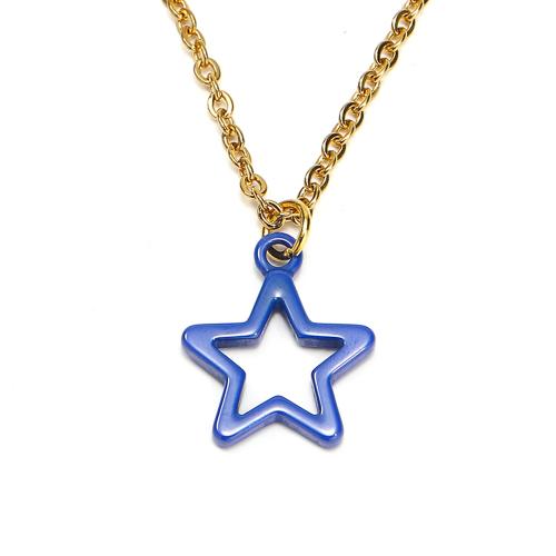 Stainless Steel Jewelry Necklace, 304 Stainless Steel, with Porcelain, Star, Vacuum Ion Plating, fashion jewelry & for woman Approx 45 cm 