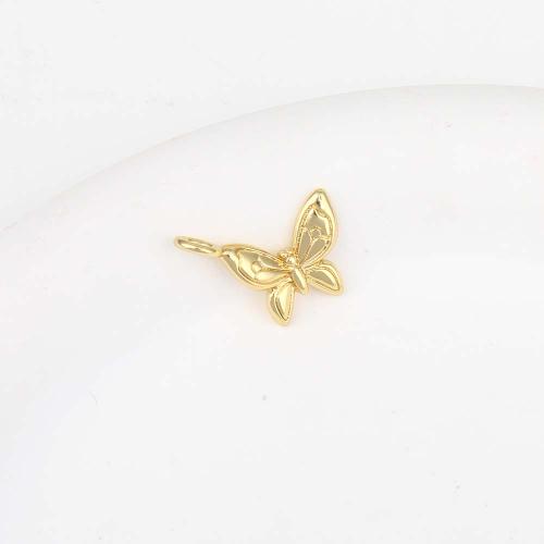 Латунные Подвески в форме животного, Латунь, бабочка, плакирован золотом, DIY продается PC