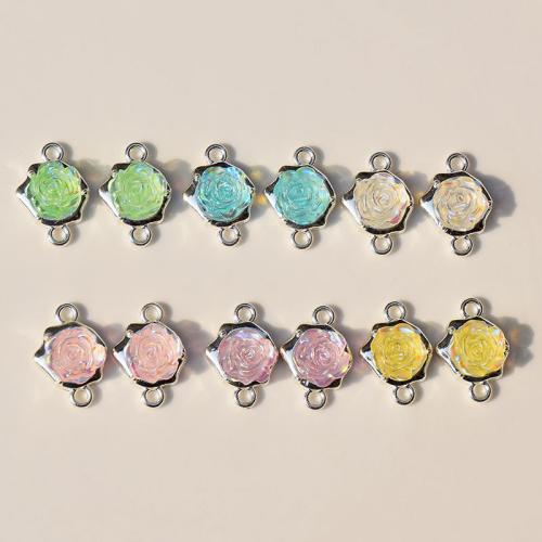 Resin Zinc Alloy Connector, with Resin, Flower, plated, DIY & 1/1 loop [