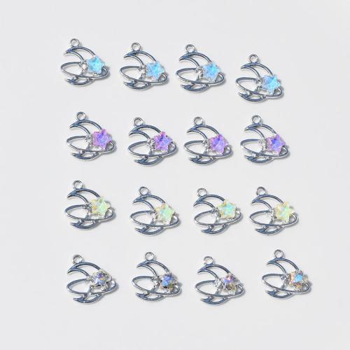 Zinc Alloy Jewelry Pendants, Moon and Star, plated, DIY & micro pave cubic zirconia [