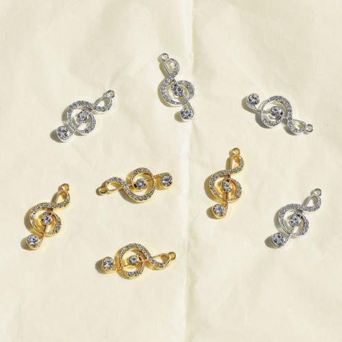 Zinc Alloy Rhinestone Pendants, Music Note, plated, DIY & with rhinestone 