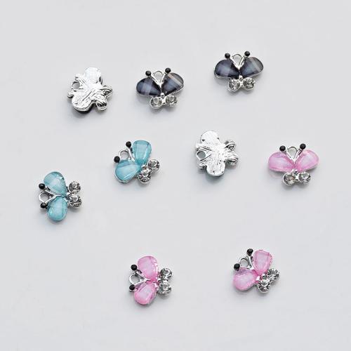 Resin Zinc Alloy Pendants, with Resin, Butterfly, plated, DIY 