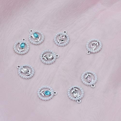 Colgantes de diamantes de imitación de la aleación de zinc, con Perlas plásticas, chapado, Bricolaje & con diamantes de imitación, más colores para la opción, 17x220mm, 10PCs/Bolsa, Vendido por Bolsa