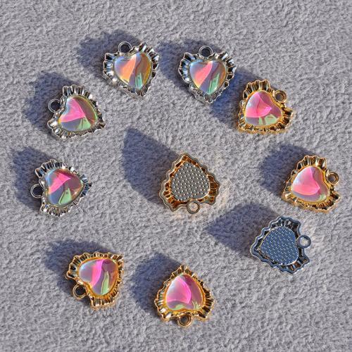 Resin Zinc Alloy Pendants, with Resin, Heart, plated, DIY 