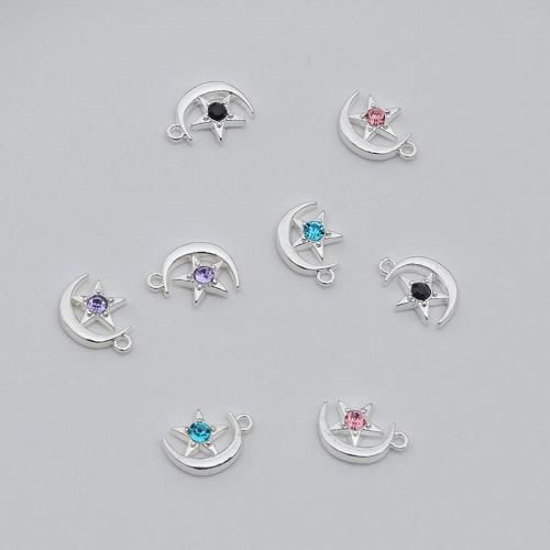 Zinc Alloy Rhinestone Pendants, Moon and Star, plated, DIY & with rhinestone 