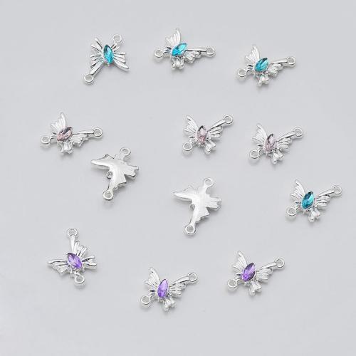 Conector de aleación de Zinc animal, Mariposa, chapado, Bricolaje & micro arcilla de zirconia cúbica & 1/1 aro, más colores para la opción, 14x18mm, 10PCs/Bolsa, Vendido por Bolsa