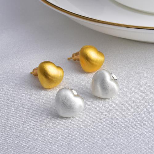 Brass Stud Earring, Heart, plated, fashion jewelry 11mm 