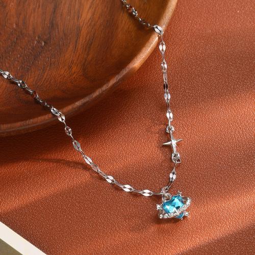 Crystal Zinc Alloy Necklace, with Crystal, with 5cm extender chain, fashion jewelry & for woman, original color .5 cm 