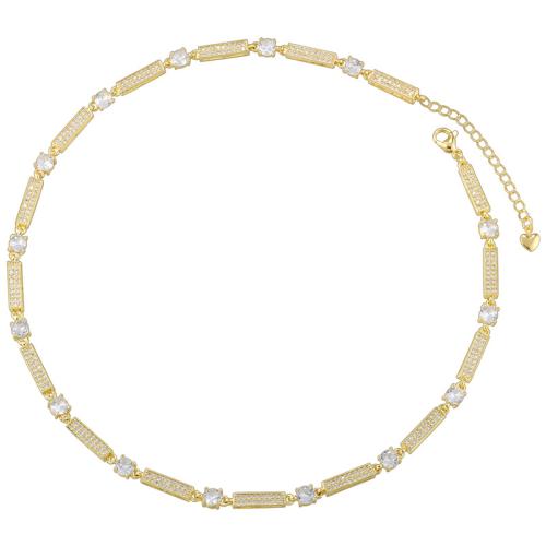 Cubic Zircon Micro Pave Brass Necklace, plated, micro pave cubic zirconia & for woman 