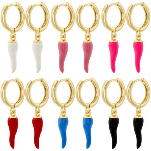 Huggie Hoop Drop Earring, laiton, Placage, pour femme & émail, plus de couleurs à choisir, Vendu par paire