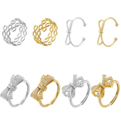 Zircon pavent l'anneau en laiton de doigt, Placage, styles différents pour le choix & pavé de micro zircon & pour femme, plus de couleurs à choisir, Vendu par PC