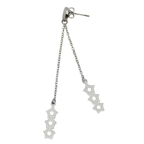 Stainless Steel Drop Earring, 304 Stainless Steel, Star, for woman, original color, 70*6mm 