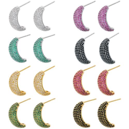 Boucles d'oreilles en laiton zircon cubique pavent, Placage, pavé de micro zircon & pour femme, plus de couleurs à choisir, Vendu par paire