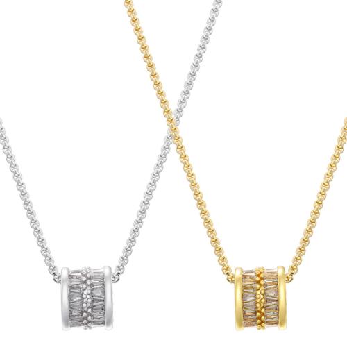 Cubic Zircon Micro Pave Brass Necklace, plated, micro pave cubic zirconia & for woman 