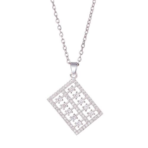 Cubic Zircon Micro Pave Brass Necklace, with 304 Stainless Steel Chain, with 5cm extender chain, fashion jewelry & micro pave cubic zirconia & for woman, silver color Approx 40 cm 