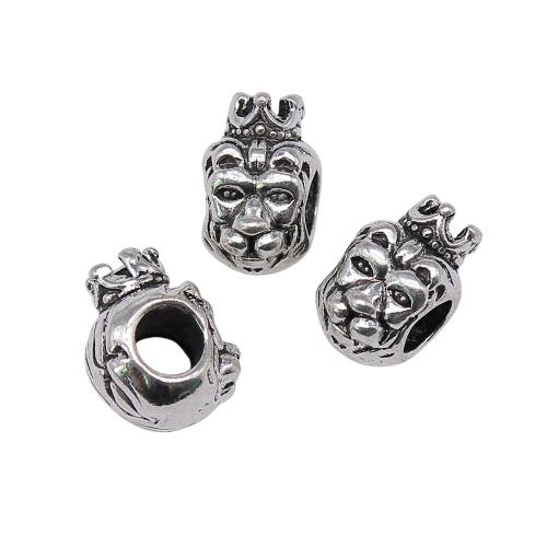 Perles de gros trou en alliage de zinc, lion, Plaqué de couleur d'argent, Vintage & bijoux de mode & DIY Vendu par PC