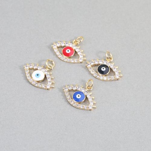 Fashion Evil Eye Pendant, Brass, 18K gold plated, fashion jewelry & DIY & micro pave cubic zirconia & enamel [