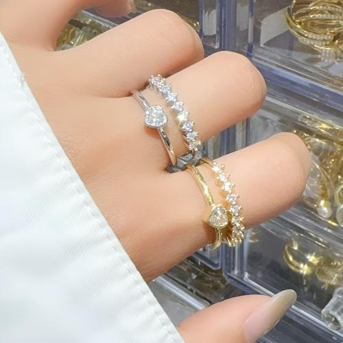 Zircon pavent l'anneau en laiton de doigt, avec zircon cubique, Placage, bijoux de mode & pour femme, plus de couleurs à choisir, Diamètre inté Environ 18mm, Vendu par PC