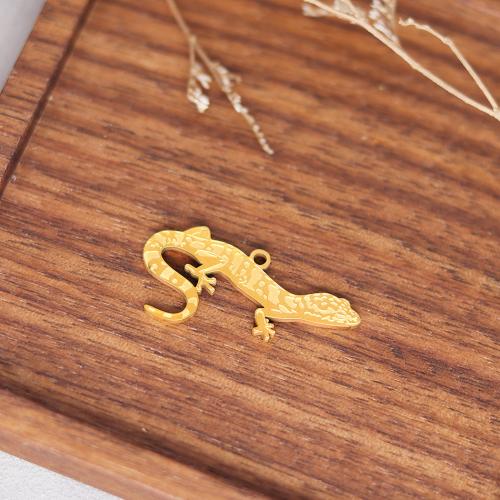 Stainless Steel Animal Pendants, 304 Stainless Steel, Gecko, Vacuum Ion Plating, fashion jewelry & DIY 