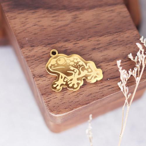 Stainless Steel Animal Pendants, 304 Stainless Steel, Frog, Vacuum Ion Plating, fashion jewelry & DIY 
