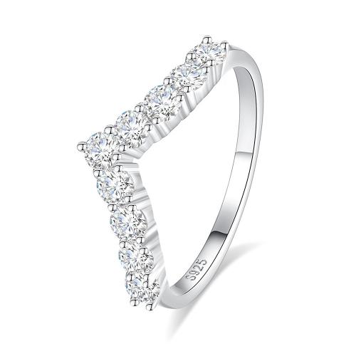 Cubic Zirconia Micro Pave Sterling Silver Finger Ring, 925 Sterling Silver, fashion jewelry  & micro pave cubic zirconia & for woman 