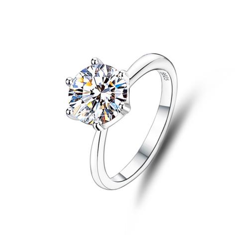 Cubic Zirconia Micro Pave Sterling Silver Finger Ring, 925 Sterling Silver, with Moissanite, fashion jewelry & micro pave cubic zirconia & for woman 