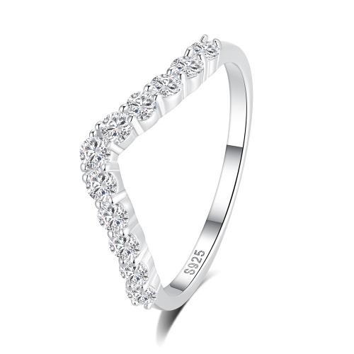 Cubic Zirconia Micro Pave Sterling Silver Finger Ring, 925 Sterling Silver & micro pave cubic zirconia & for woman 