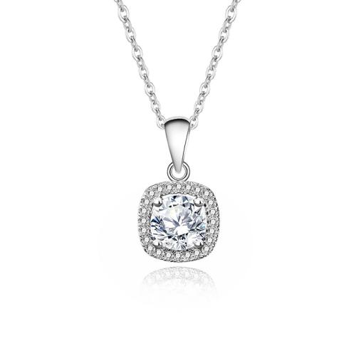 Cubic Zirconia Micro Pave Sterling Silver Necklace, 925 Sterling Silver, with 5cm extender chain, fashion jewelry & micro pave cubic zirconia & for woman Approx 40 cm [