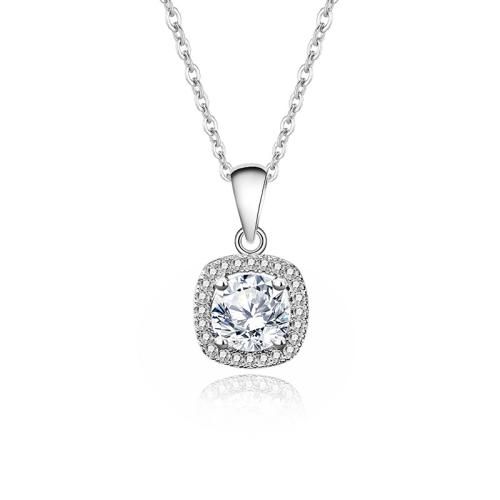 Zircon cubique Micro Pave collier en argent sterling, Argent sterling 925, avec 5cm chaînes de rallonge, bijoux de mode & pavé de micro zircon & pour femme, plus de couleurs à choisir Environ 40 cm, Vendu par PC[