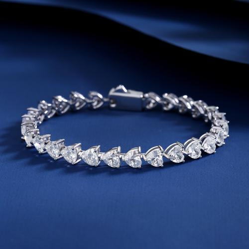 Cubic Zirconia Micro Pave Sterling Silver Bracelet, 925 Sterling Silver, fashion jewelry & micro pave cubic zirconia & for woman 