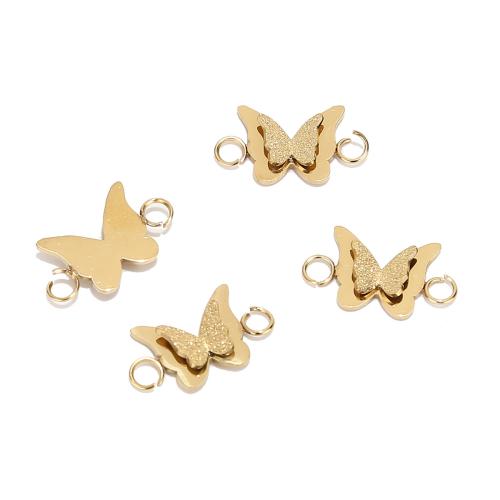 Stainless Steel Charm Connector, 304 Stainless Steel, Butterfly, DIY, golden 