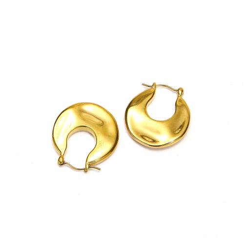 Edelstahl Baumeln Ohrring, 304 Edelstahl, Vakuum-Ionen-Beschichtung, Modeschmuck & für Frau, goldfarben, 23x25mm, verkauft von Paar