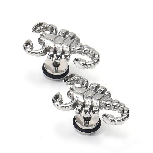 Stainless Steel Stud Earring, 304 Stainless Steel, Scorpion, punk style & for man, original color 