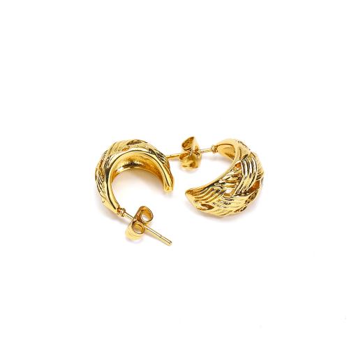Edelstahl Stud Ohrring, 304 Edelstahl, Vakuum-Ionen-Beschichtung, Modeschmuck & für Frau, goldfarben, 14x15mm, verkauft von Paar