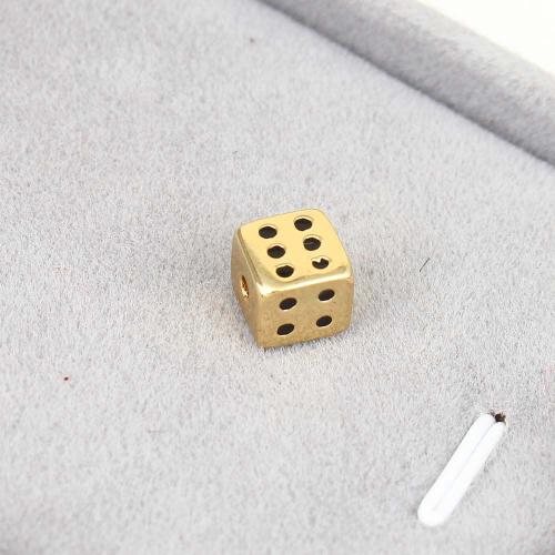 Brass Jewelry Beads, Dice, gold color plated, DIY & enamel 