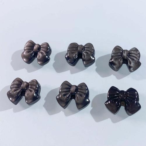 Perles de pierre gemme unique, Argent-Obsidienne, Noeud papillon, DIY, noire Vendu par PC