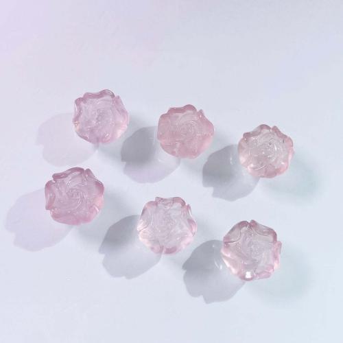 Бусы из природного розового кварца , розовый кварц, Форма цветка, DIY, розовый, 14mm, продается PC