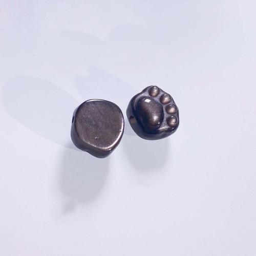 Perles de pierre gemme unique, Argent-Obsidienne, Griffe, DIY, noire, 15mm, Vendu par PC