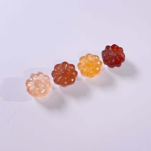 Natural Red Agate Beads, Flower, DIY, Random Color, 13mm [