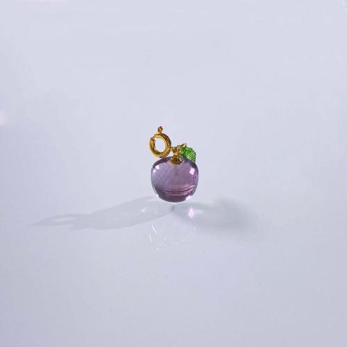 Pendentifs quartz naturel, améthyste, avec laiton, pomme, DIY, violet, 11mm, Vendu par PC
