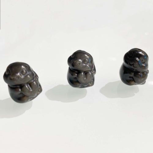 Perles de pierre gemme unique, Argent-Obsidienne, lapin, DIY, noire Vendu par PC