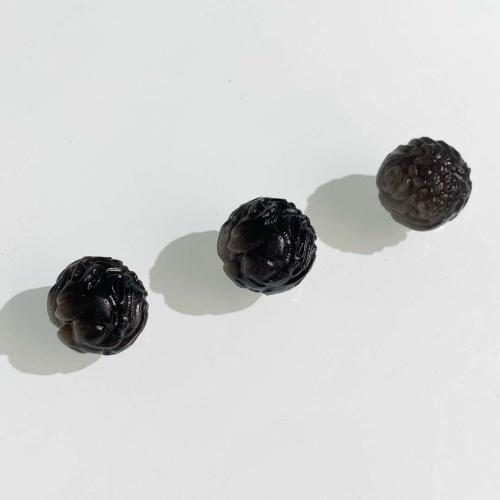 Perles de pierre gemme unique, Argent-Obsidienne, Rond, DIY, noire, 15mm, Vendu par PC