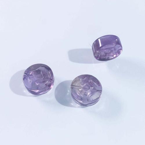 Natural Amethyst Beads, Flat Round, DIY, purple, 14mm [